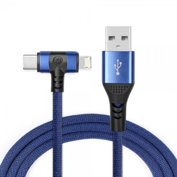 3 in 1 Multi Aufladen Kabel Lightning/Type C/Micro USB Kabel Blue